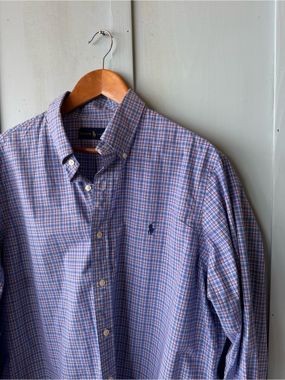 Polo by Ralph Lauren Blue and Lavender Check Button-Down Shirt - Picture 3 of 9